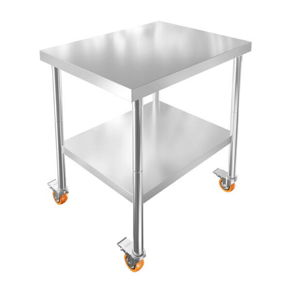 Table inox professionnelle - Plusieurs formats - Avec roulettes