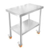 Table inox professionnelle - Plusieurs formats - Avec roulettes