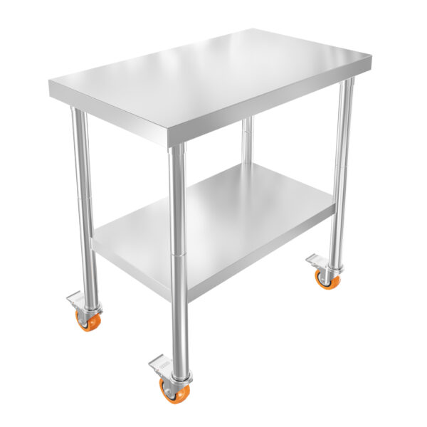 Table inox professionnelle - Plusieurs formats - Avec roulettes