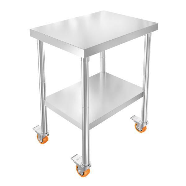 Table inox professionnelle - Plusieurs formats - Avec roulettes