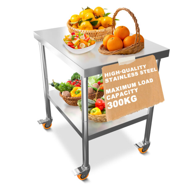 Table inox professionnelle - Plusieurs formats - Avec roulettes