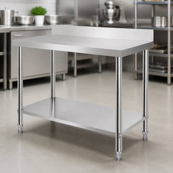 Table inox professionnelle avec dosseret - Livraison offerte