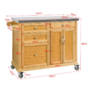 Chariot Table cuisine ilot Roulant, en acier inoxydable