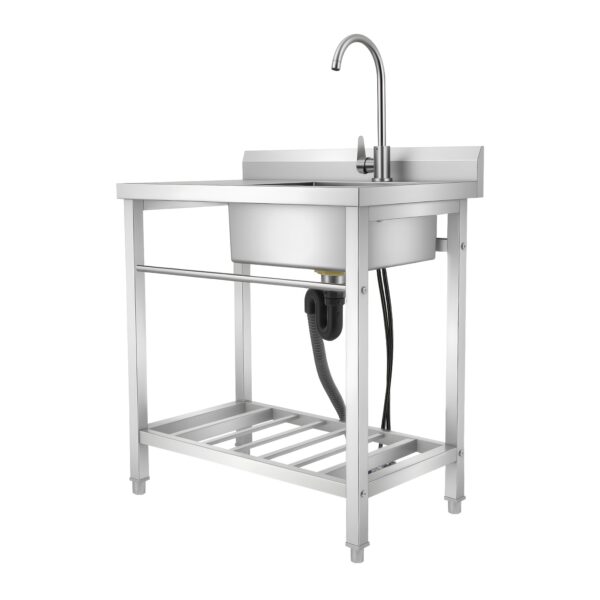 Plonge inox 1 bac avec tablette 80 x 55 cm