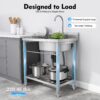 Plonge inox 1 bac avec tablette 80 x 55 cm
