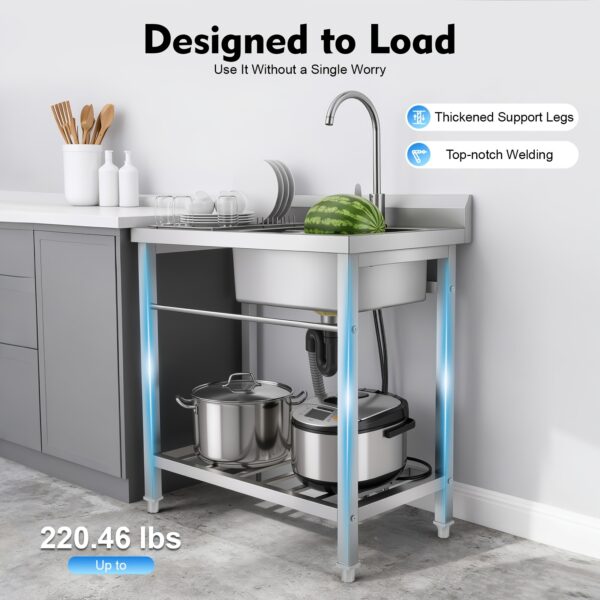 Plonge inox 1 bac avec tablette 80 x 55 cm