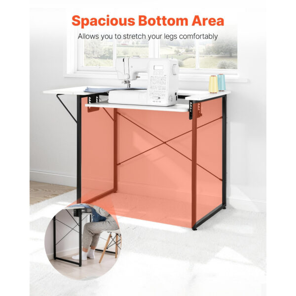 Table de couture VEVOR avec plateau pliable et support machine réglable - 140 cm