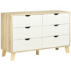 Commode HOMCOM 6 tiroirs effet chêne cannelé - 120 × 40 × 76 cm