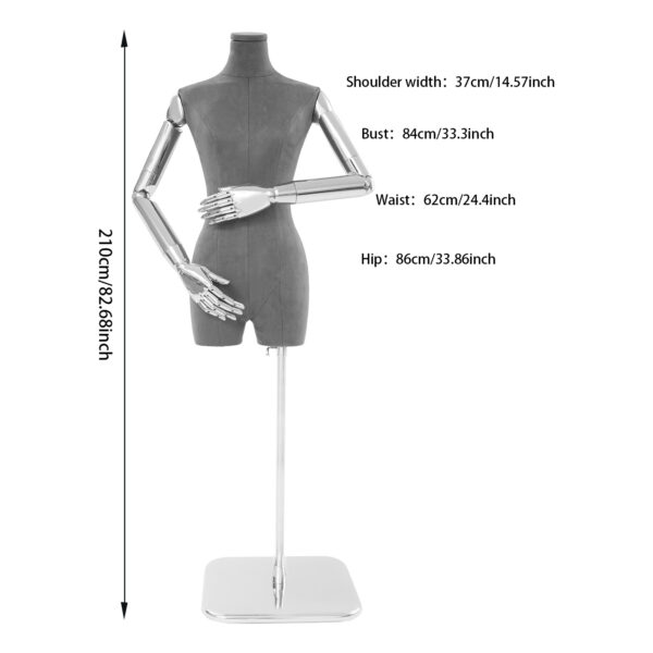 Mannequin de couture femme avec entrejambe et bras articulés - 120 à 210 cm