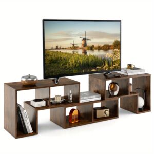 Meuble TV modulable 3 pièces extensible 135 à 170 cm - brun