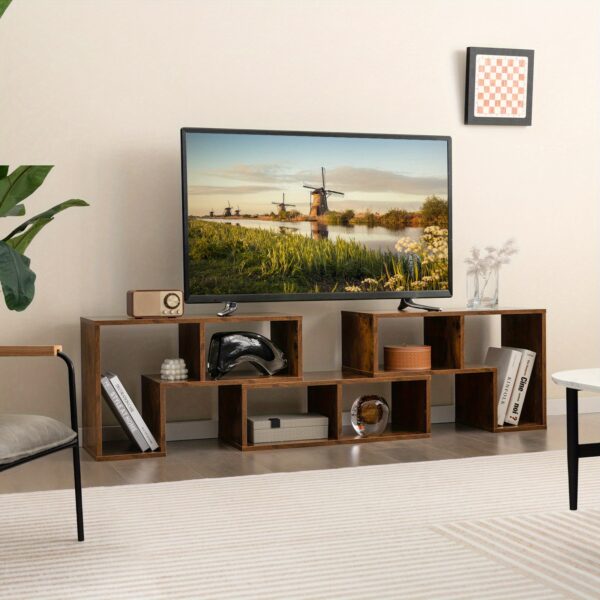 Meuble TV modulable 3 pièces extensible 135 à 170 cm - brun