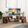 Meuble TV modulable 3 pièces extensible 135 à 170 cm - brun