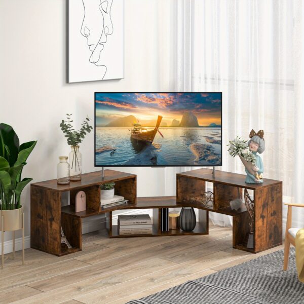 Meuble TV modulable 3 pièces extensible 135 à 170 cm - brun