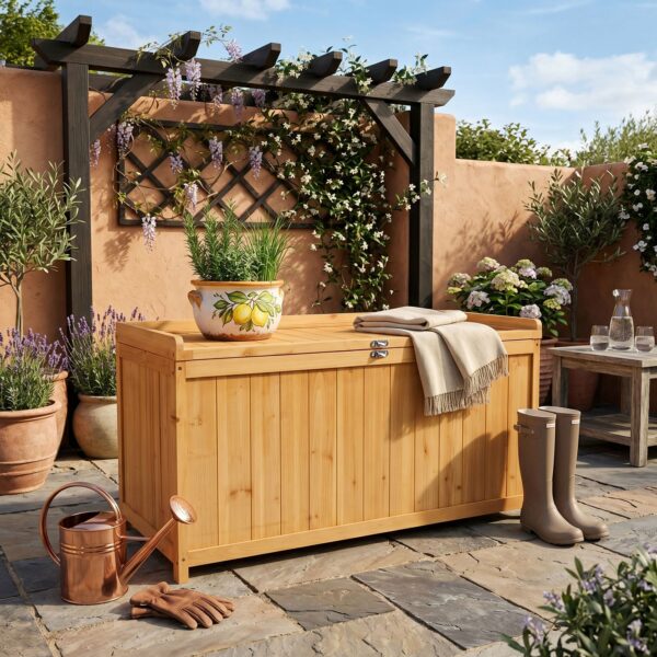Coffre de jardin en bois de sapin - 113 × 60 × 53 cm