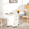 Table de couture pliante blanche avec tiroirs et rangements - 120 cm