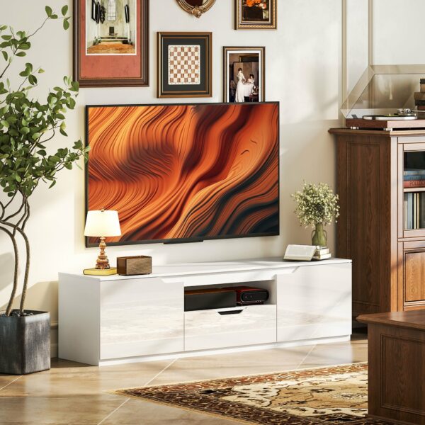 Meuble TV HOMCOM 160 cm blanc - 2 portes et 1 tiroir