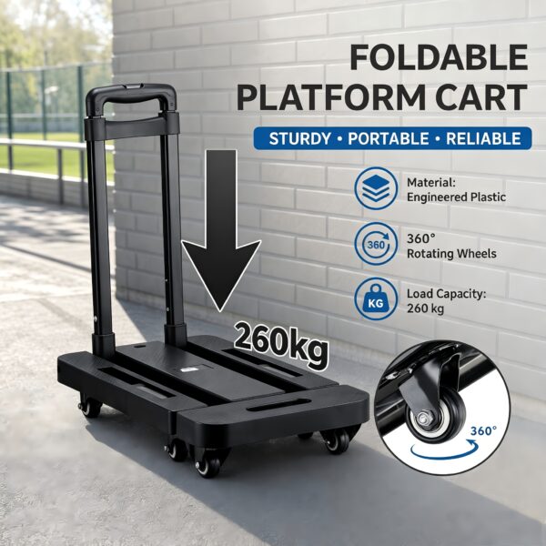 27d00173-2a9d-428c-9629-80cdbfe7d58f Chariot plateforme pliable 260 kg - plateau extensible et roues pivotantes 360°