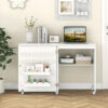 Table de couture pliante compacte blanche avec rangements - 116 cm