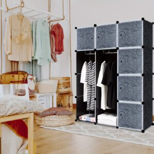 Armoire modulable 12 cubes noire à portes