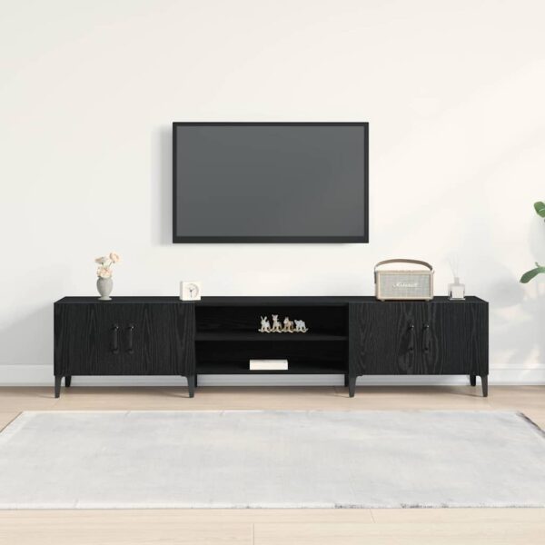 Meuble TV 180 cm chêne noir à 4 portes