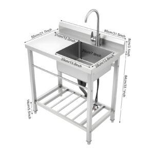 Plonge inox 1 bac avec tablette 80 x 55 cm