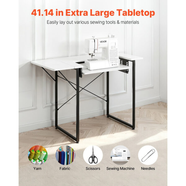 Table de couture VEVOR avec plateau pliable et support machine réglable - 140 cm