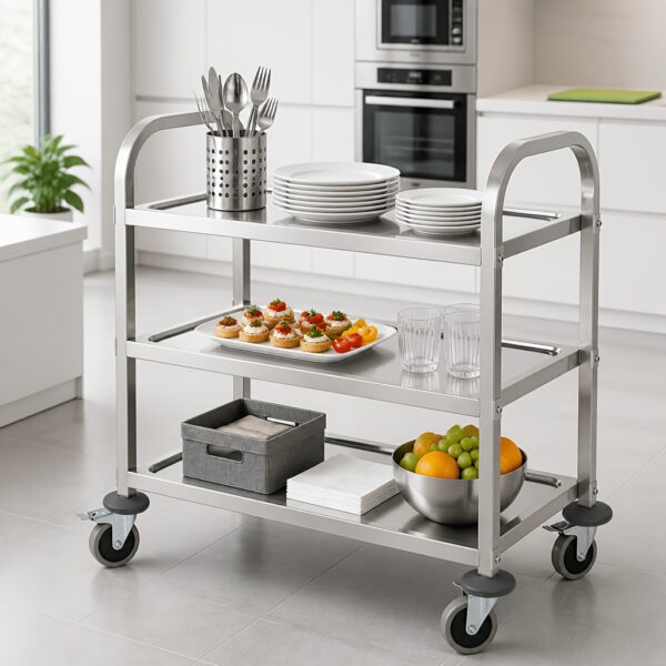 309afe96-33ef-45d4-9a1f-a60467d34a53 Desserte inox 3 niveaux sur roulettes 72 x 40 x 82 cm