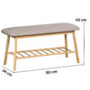 Banc à chaussures en bambou 90 cm avec assise rembourrée