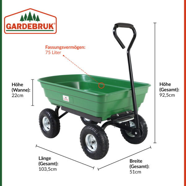 Chariot de jardin basculant 75 L GARDEBRUK - 300 kg