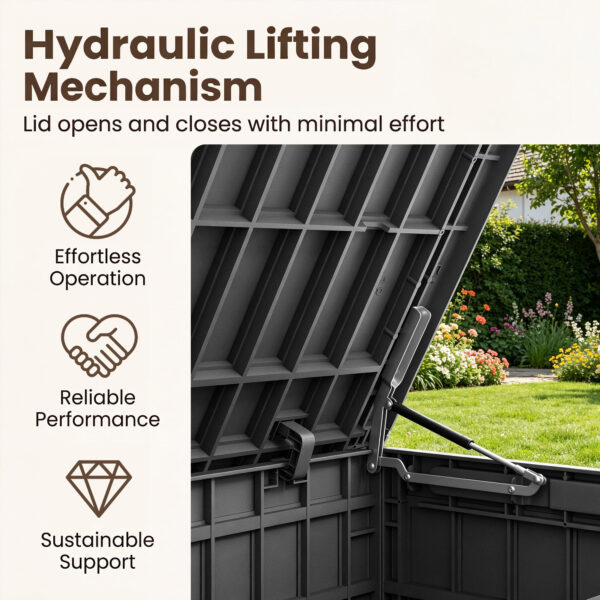 Coffre de jardin XXL noir - environ 440 L utiles - 132 x 61 x 65 cm