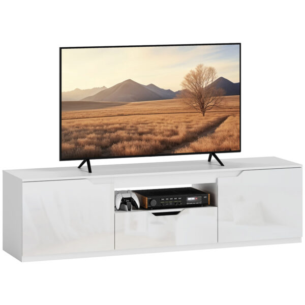 Meuble TV HOMCOM 160 cm blanc - 2 portes et 1 tiroir