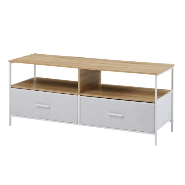 Meuble TV métal et bois avec tiroirs tissu - 2 formats