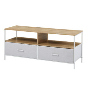 Meuble TV métal et bois avec tiroirs tissu - 2 formats