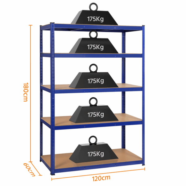 Rayonnage charge lourde COSTOFFS 5 niveaux 120 x 60 x 180 cm - 875 kg