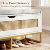 Banc coffre à chaussures en rotin blanc 100 cm avec coussin