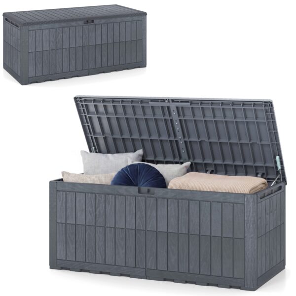 Coffre de jardin XXL gris - environ 614 L utiles - 154 x 71 x 64,5 cm