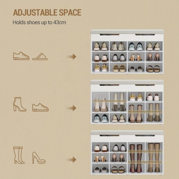 4e9a7534-ac5a-46e3-ae08-01397da19735 Banc à chaussures blanc 12 compartiments - 100 cm