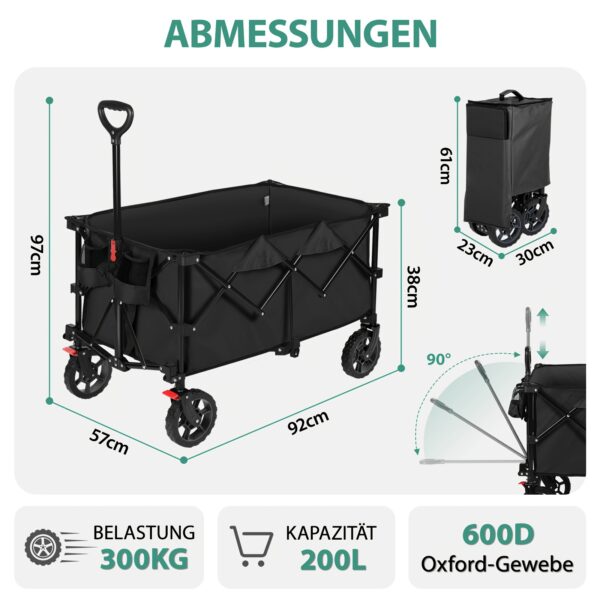 Chariot pliable XXL 200 L tout-terrain - 4 couleurs