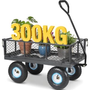 Chariot de jardin convertible 3-en-1 300 kg - plateau et remorque
