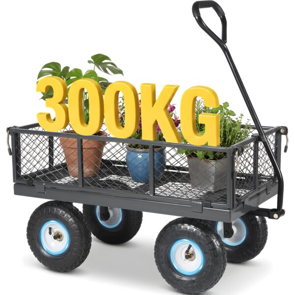 Chariot de jardin convertible 3-en-1 300 kg - plateau et remorque