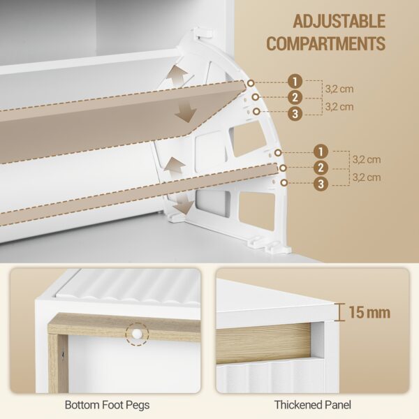 60dc7a84-6ef1-44c6-8c1e-8f9851e674f5 Banc à chaussures compact blanc avec rangement basculant - 75 cm