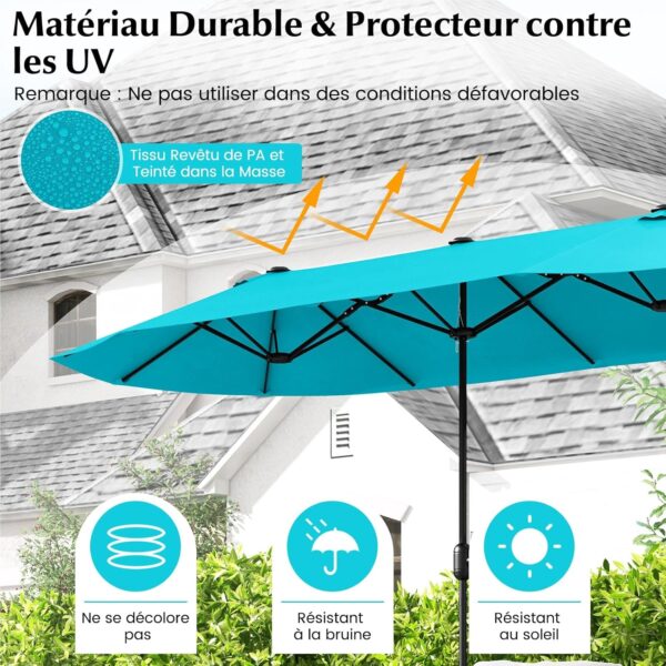 68aebd92-efe7-4f8b-adbf-d9bbc265998b Parasol double familial 400 × 200 cm avec base