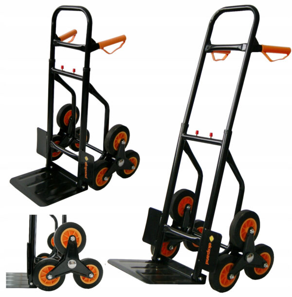 Diable monte-escalier pliable 200 kg - roues triples et cadre acier