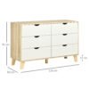 Commode HOMCOM 6 tiroirs effet chêne cannelé - 120 × 40 × 76 cm