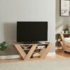 Meuble TV compact Nome 110 cm effet chêne - 2 étagères