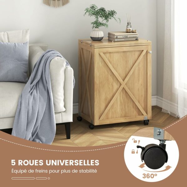 Table de couture pliante sur roulettes avec rangements - 146 × 50 cm
