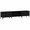 Meuble TV 180 cm chêne noir à 4 portes