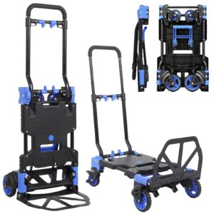 Diable pliant compact 80 kg en aluminium - roues TPR et poignée télescopique