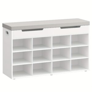 7bb1859d-12ba-4223-850d-3bc9a92e0875 Banc à chaussures blanc 12 compartiments - 100 cm