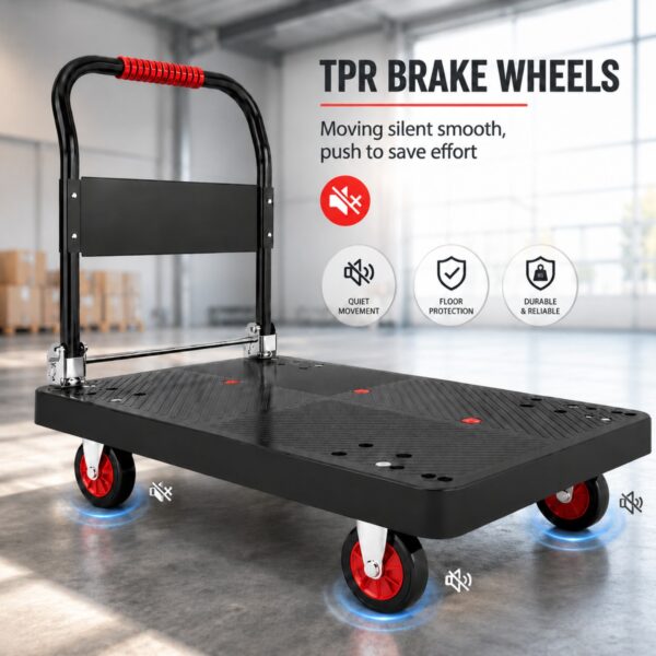 Chariot plateforme pliable 280 kg - plateau 70 × 48 cm et roues pivotantes